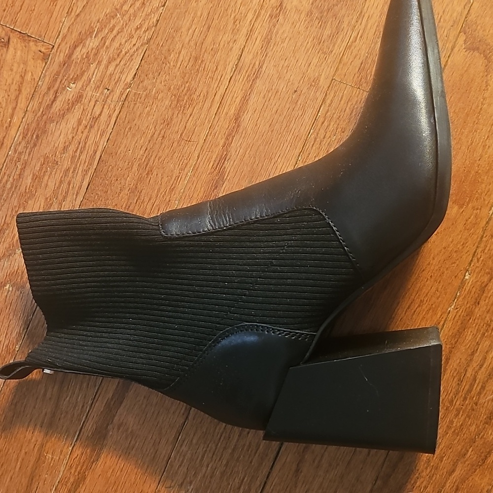 Black Leather Ankle Sock Boots